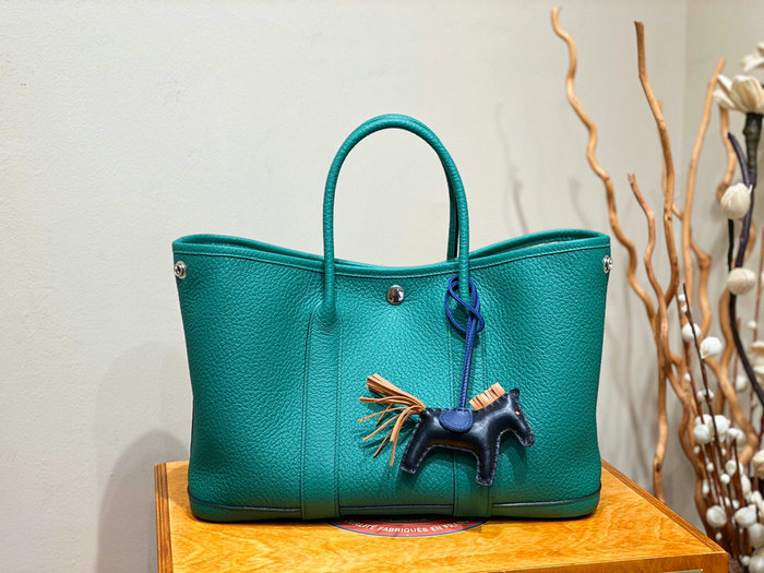 Hermes Leather Garden Party 30 36 Bag Emerald HG30361