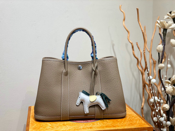 Hermes Leather Garden Party 30 36 Bag Grey HG30361