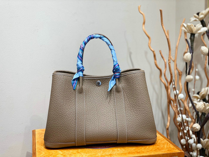 Hermes Leather Garden Party 30 36 Bag Grey HG30361