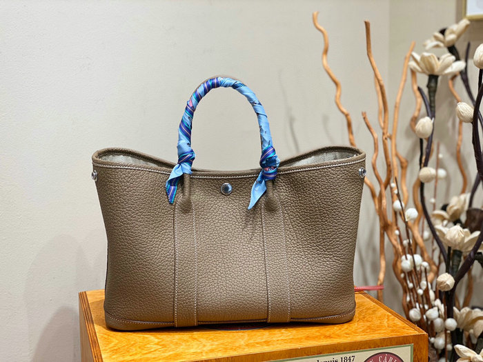 Hermes Leather Garden Party 30 36 Bag Grey HG30361