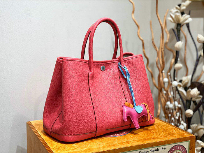 Hermes Leather Garden Party 30 36 Bag Red HG30361