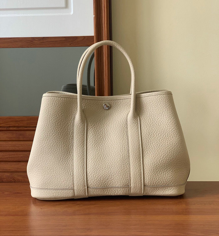 Hermes Leather Garden Party 30 36 Bag White HG30361