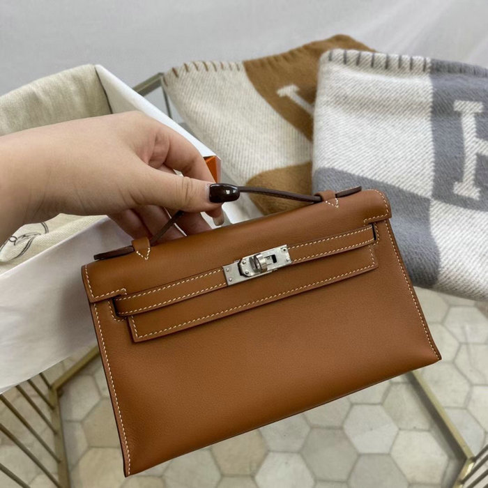 Hermes Swift Kelly Pochette Camel HK2210