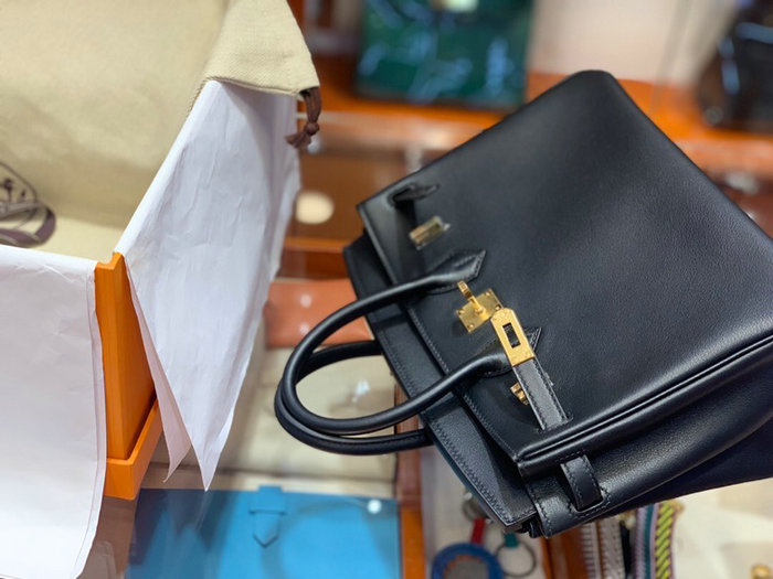 Hermes Swift Leather Birkin Bag Black HB2530356