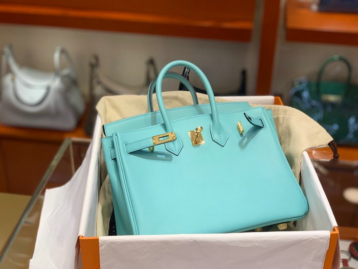 Hermes Swift Leather Birkin Bag Blue HB2530356