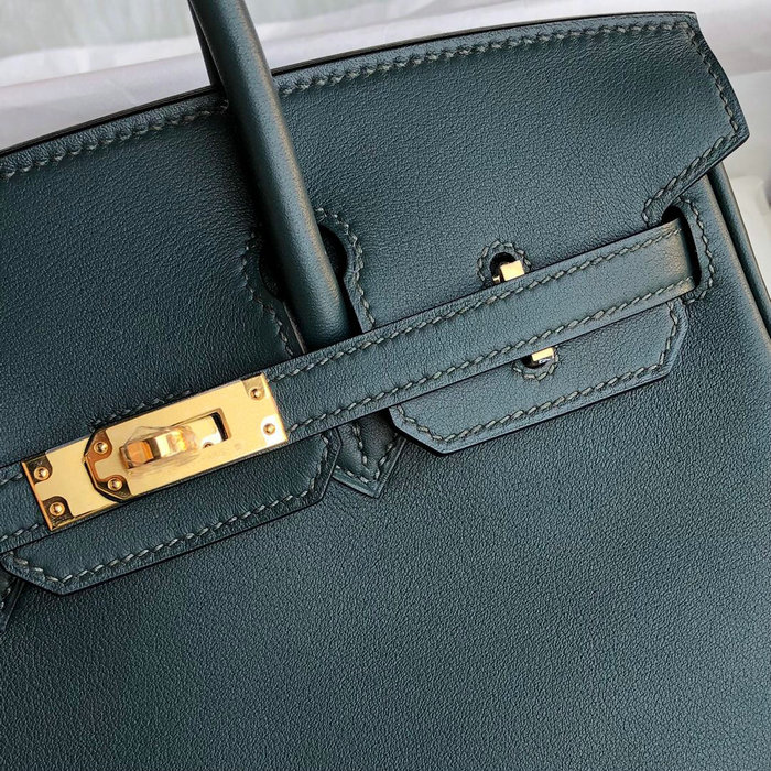Hermes Swift Leather Birkin Bag Dark Green HB2530356