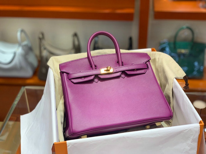 Hermes Swift Leather Birkin Bag Purple HB2530356