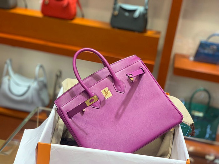 Hermes Swift Leather Birkin Bag Purple HB2530356