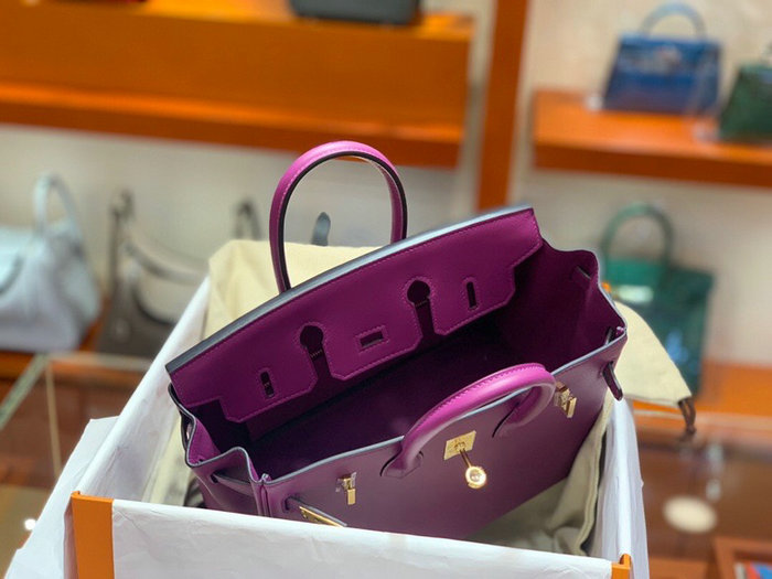 Hermes Swift Leather Birkin Bag Purple HB2530356