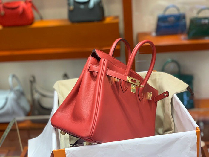 Hermes Swift Leather Birkin Bag Red HB2530356