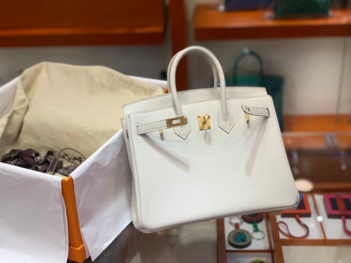 Hermes Swift Leather Birkin Bag White HB2530356