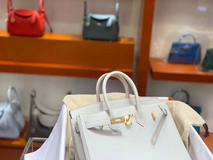 Hermes Swift Leather Birkin Bag White HB2530356