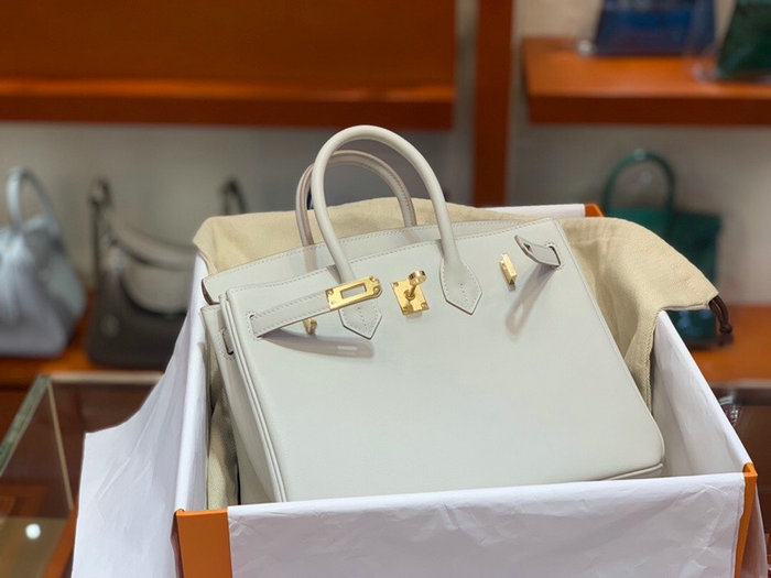 Hermes Swift Leather Birkin Bag White HB2530356