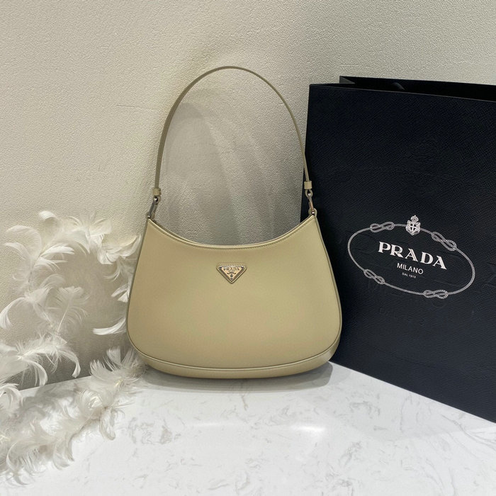 Prada Cleo Brushed Leather Shoulder Bag Beige 1BC499