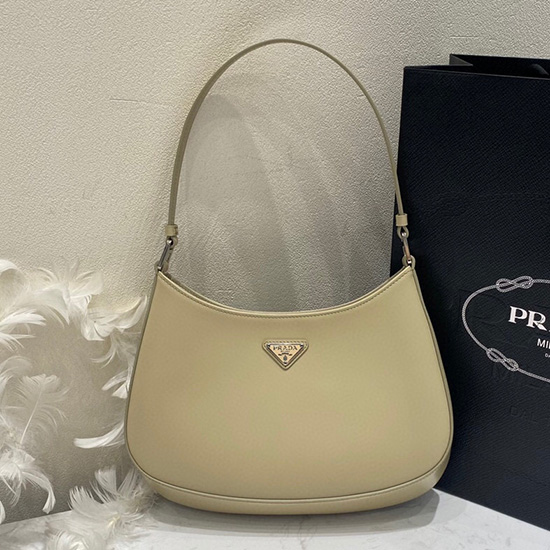 Prada Cleo Brushed Leather Shoulder Bag Beige 1BC499