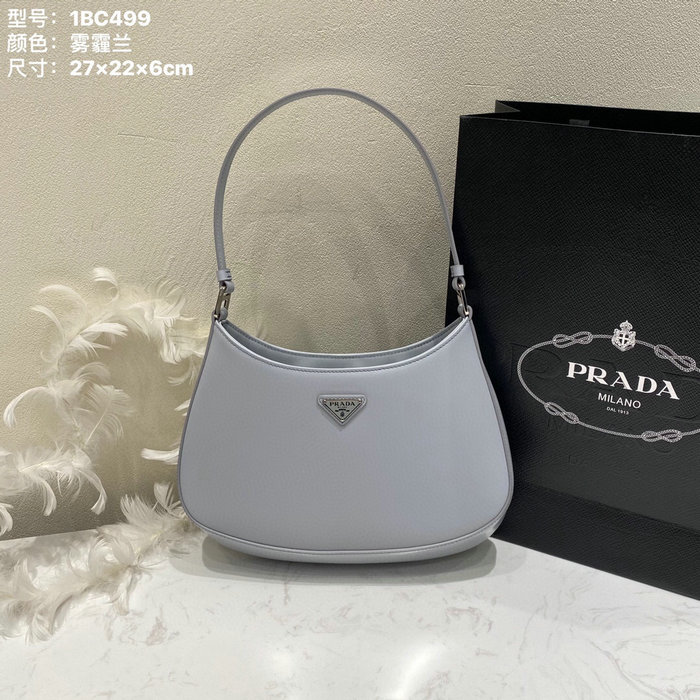 Prada Cleo Brushed Leather Shoulder Bag Skyblue 1BC499