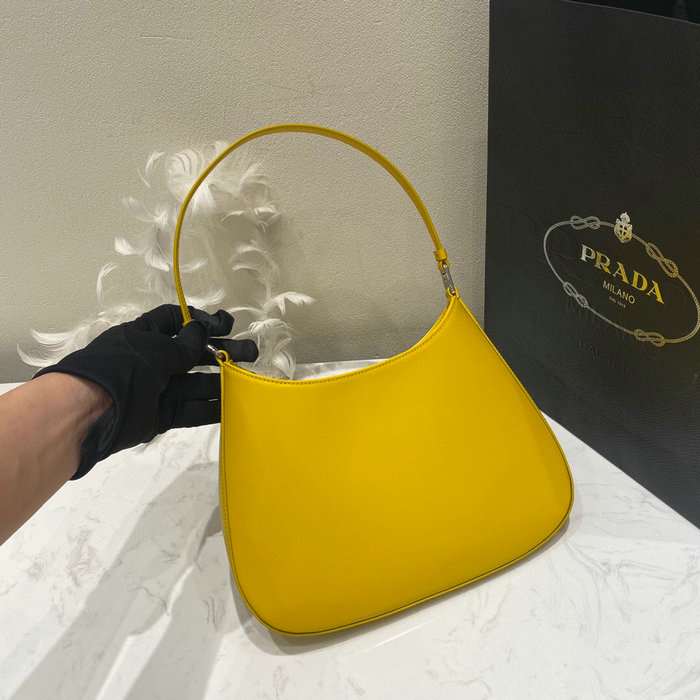 Prada Cleo Brushed Leather Shoulder Bag Yellow 1BC499