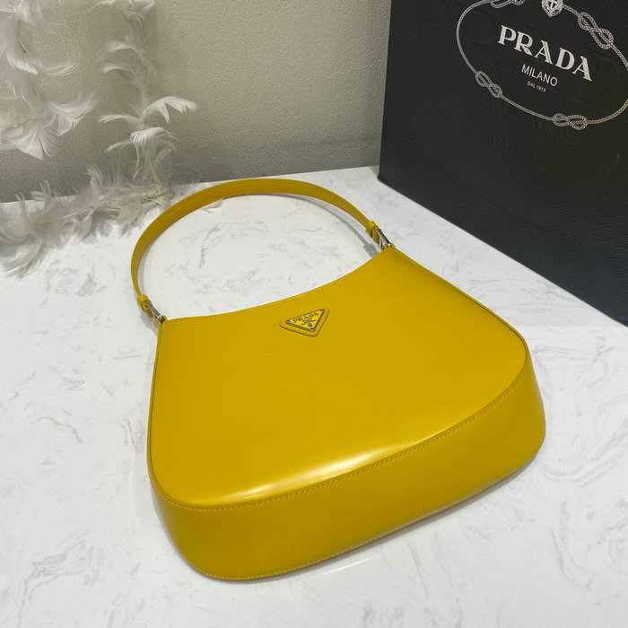 Prada Cleo Brushed Leather Shoulder Bag Yellow 1BC499
