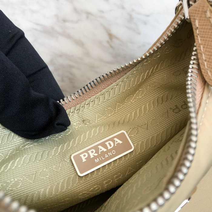 Prada Nylon Hobo Bag Beige 1BH204