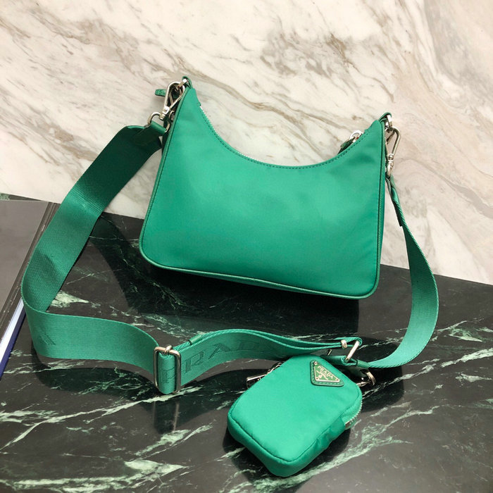 Prada Nylon Hobo Bag Green 1BH204