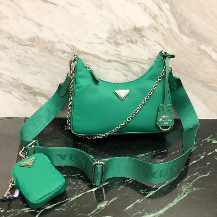 Prada Nylon Hobo Bag Green 1BH204