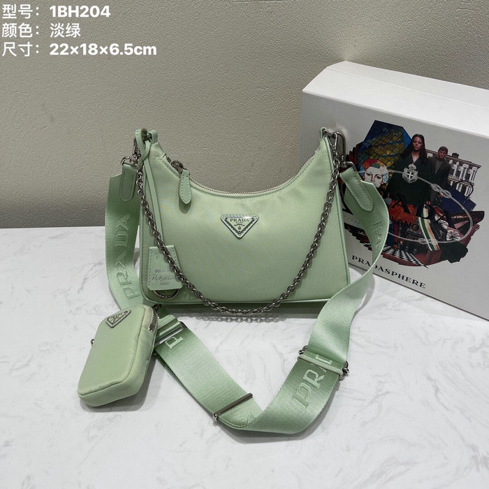 Prada Nylon Hobo Bag Light Green 1BH204