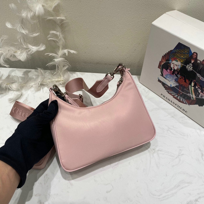 Prada Nylon Hobo Bag Light Pink 1BH204