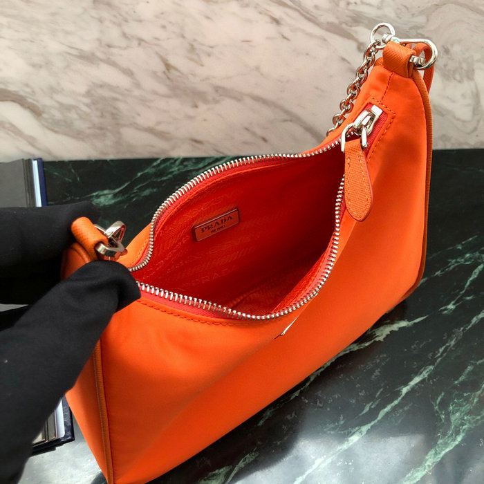 Prada Nylon Hobo Bag Orange 1BH204