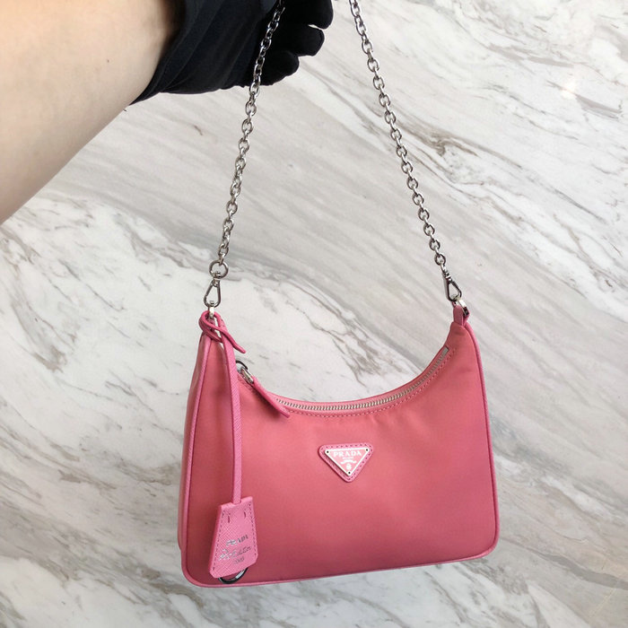 Prada Nylon Hobo Bag Pink 1BH204