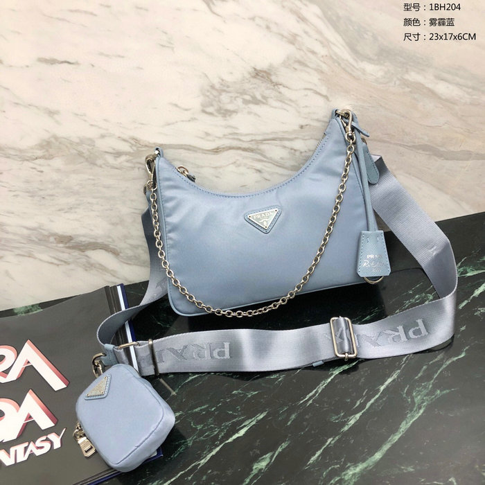 Prada Nylon Hobo Bag Skyblue 1BH204