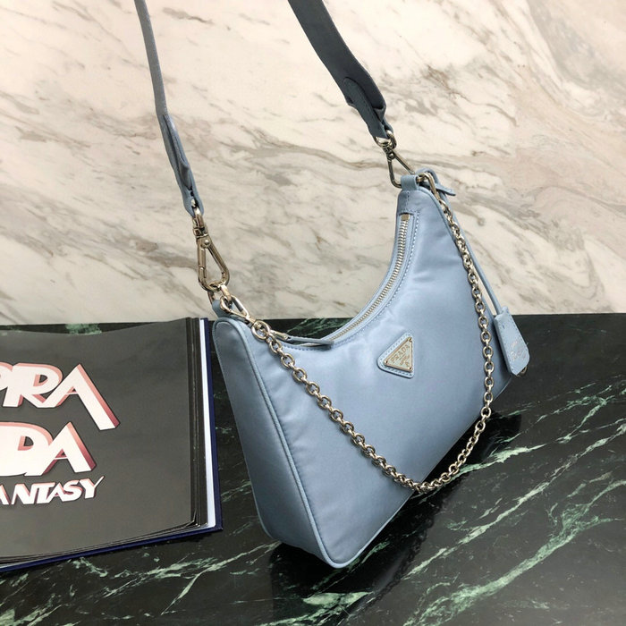 Prada Nylon Hobo Bag Skyblue 1BH204