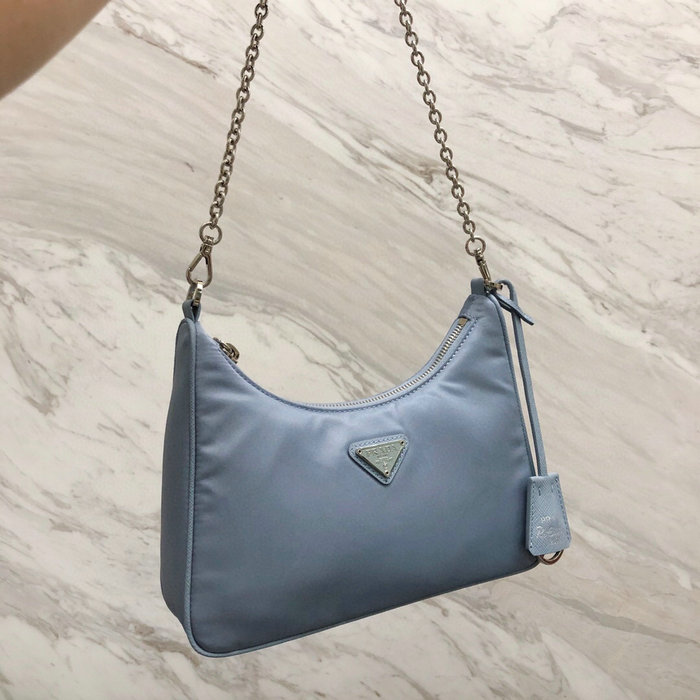 Prada Nylon Hobo Bag Skyblue 1BH204