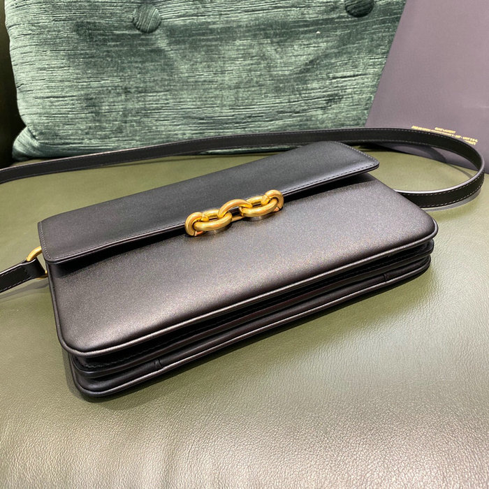 YSL Le Maillon Satchel in Smooth Leather Black 649795
