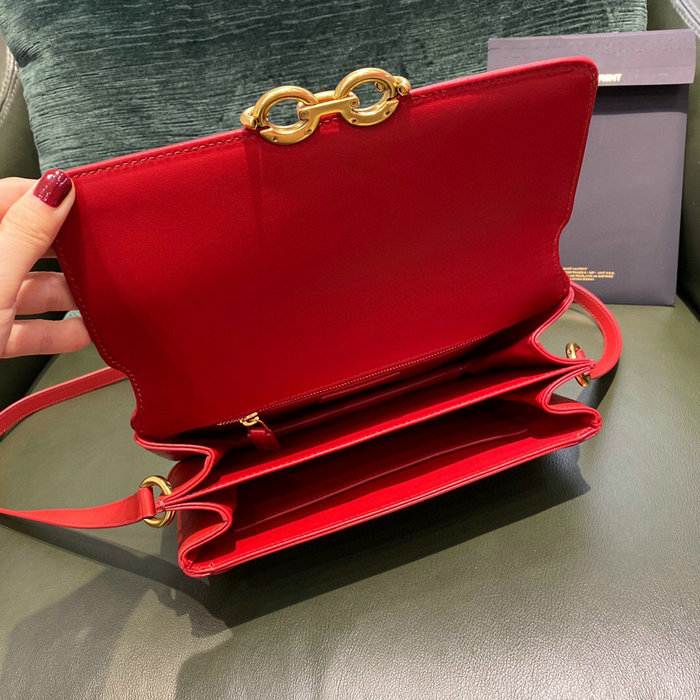 YSL Le Maillon Satchel in Smooth Leather Red 649795