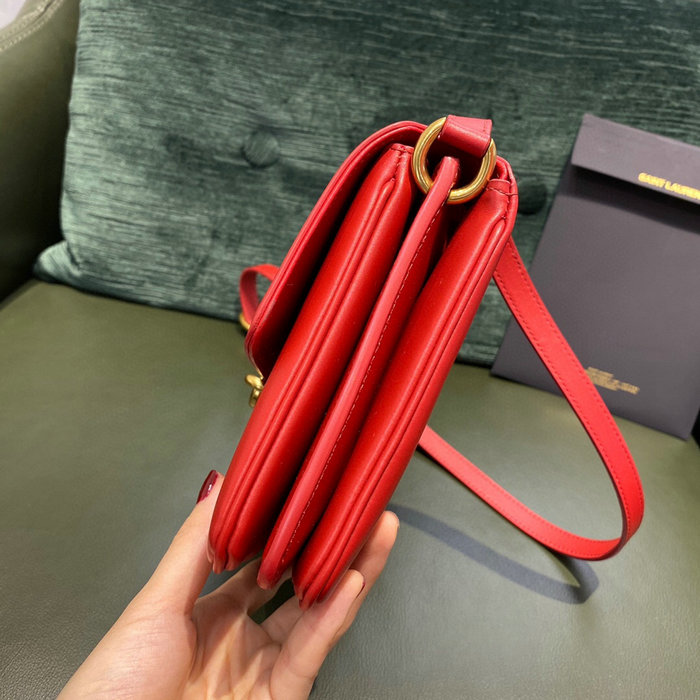 YSL Le Maillon Satchel in Smooth Leather Red 649795