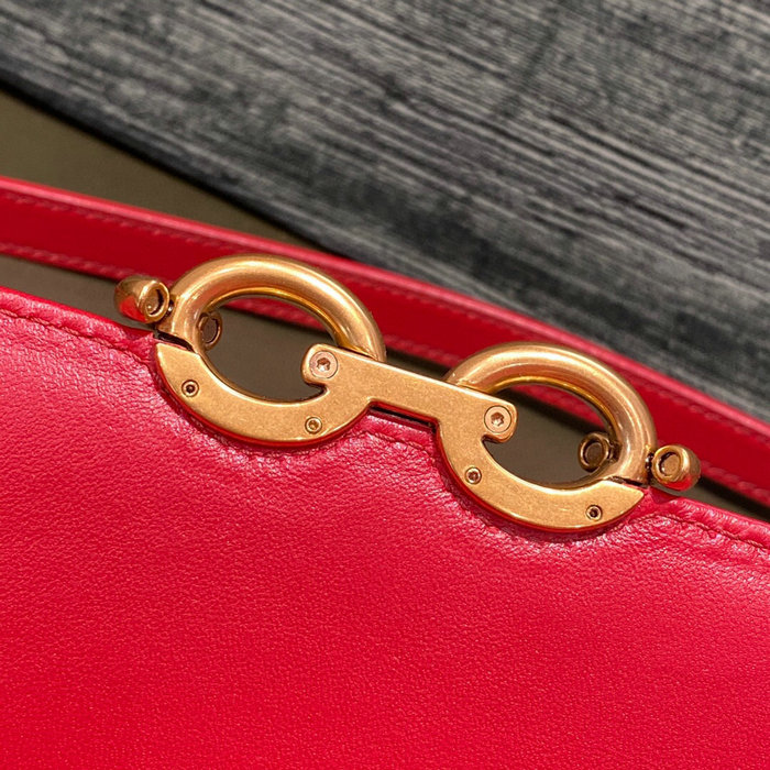YSL Le Maillon Satchel in Smooth Leather Red 649795