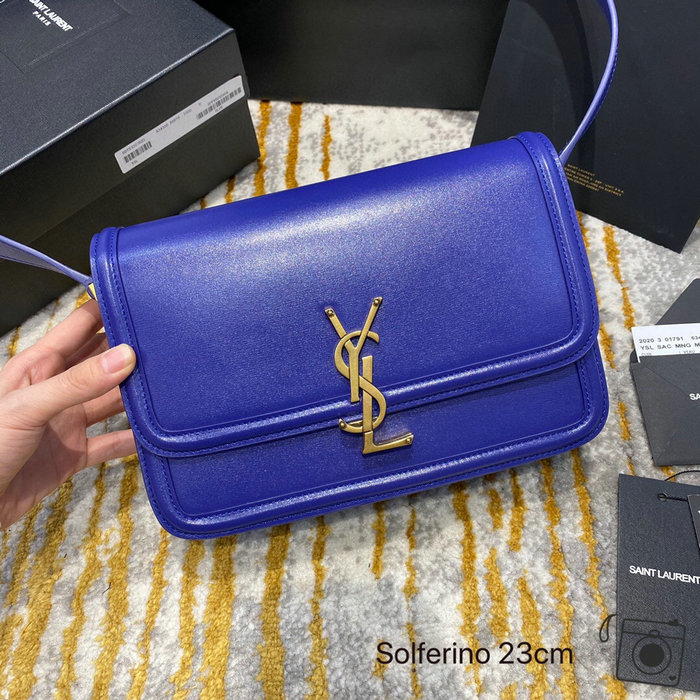 >YSL Solferino Medium Satchel Blue 634305