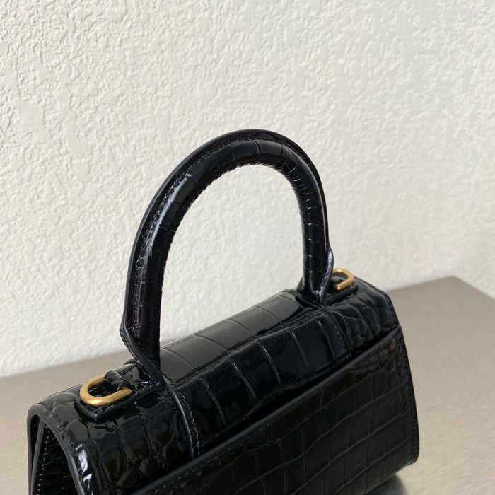Balenciaga croc-effect leather Hourglass Top Handle Bag B59356B1