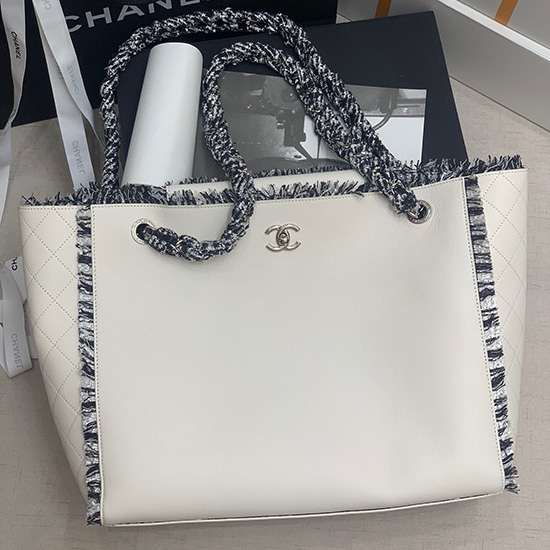 Chanel Calfskin Shoulder Bag White AS8485