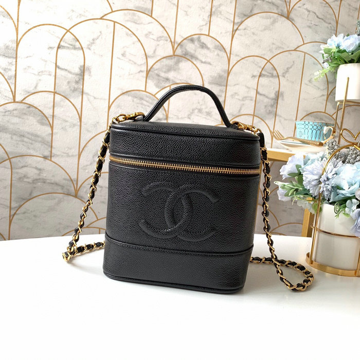 Chanel Caviar Leather CC Logo Coco Vanity Case Bag AS2169