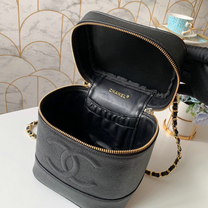 Chanel Caviar Leather CC Logo Coco Vanity Case Bag AS2169