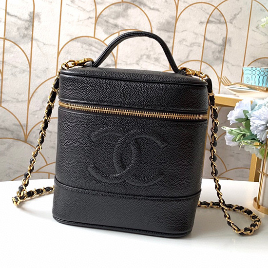 Chanel Caviar Leather CC Logo Coco Vanity Case Bag AS2169