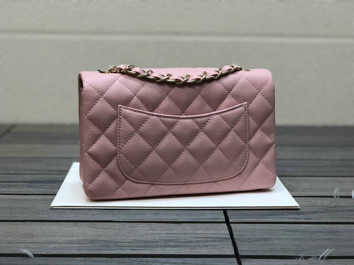 Classic Chanel Grain Calfskin Small Flap Bag Pink CF1116