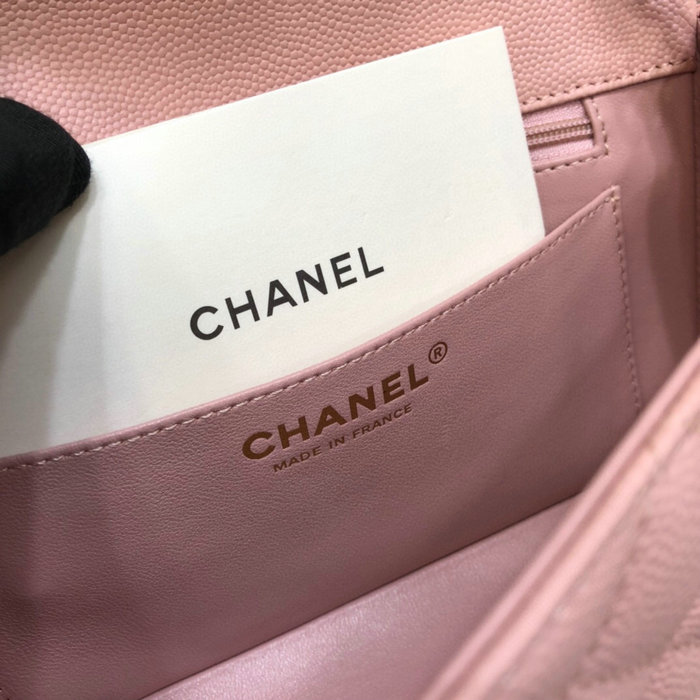 Classic Chanel Grain Calfskin Small Flap Bag Pink CF1116