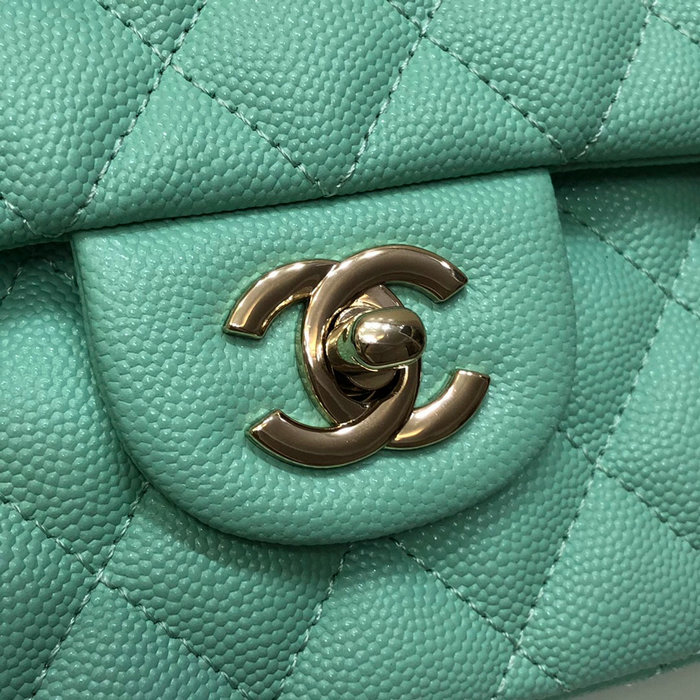 Classic Chanel Grained Calfskin Medium Flap Bag Green CF1112