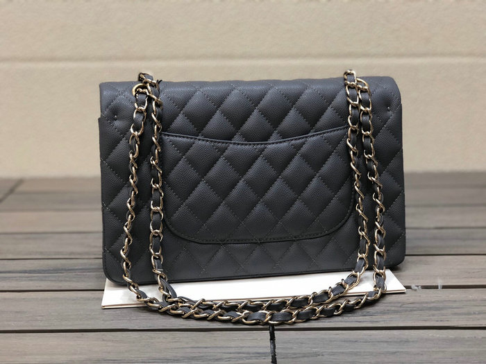 Classic Chanel Grained Calfskin Medium Flap Bag Grey CF1112