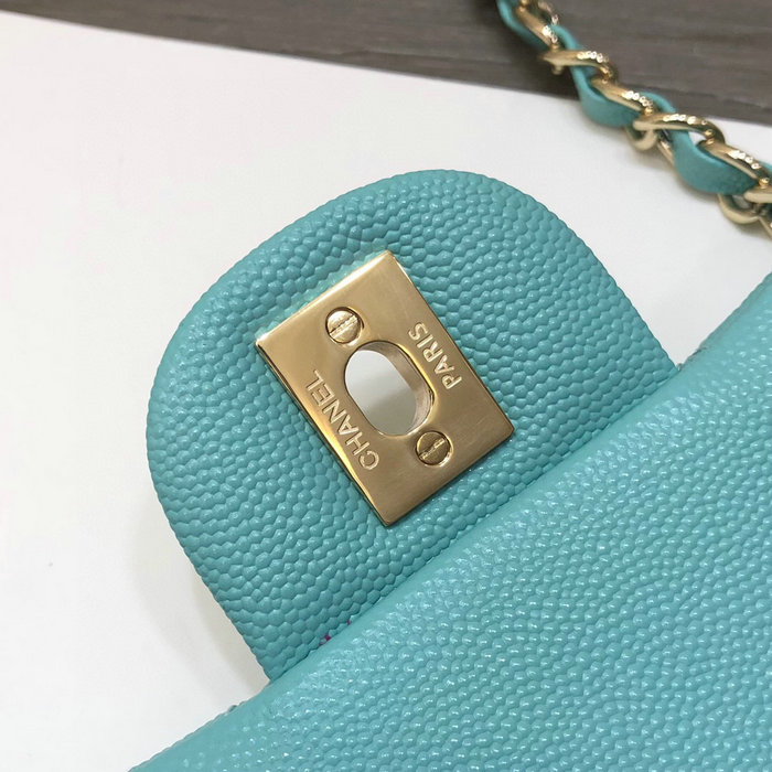 Classic Chanel Grained Small Flap Bag Blue CF1116