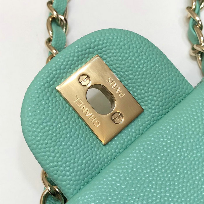 Classic Chanel Grained Small Flap Bag Green CF1116