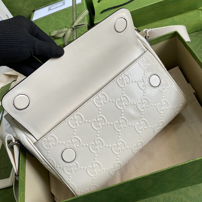 Gucci GG Embossed Messenger Bag White 658565