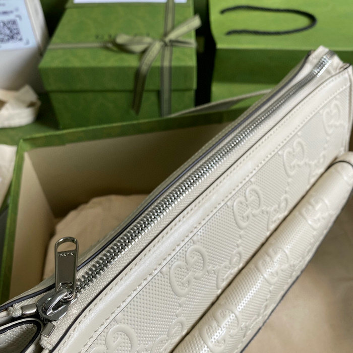 Gucci GG Embossed Messenger Bag White 658565